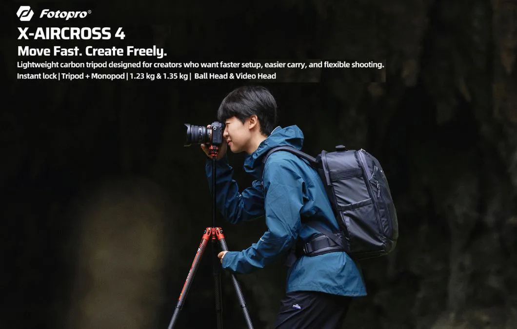Fotopro X-AIRCROSS 4 Carbon Fibre Tripod: Fast, Lightweight Support for Travel Photographers